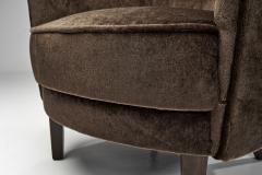 Dark Brown Upholstered Armchair with Stained Beech Legs Denmark ca 1940s - 4683041