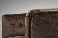 Dark Brown Upholstered Armchair with Stained Beech Legs Denmark ca 1940s - 4683042