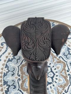 Dark Wood Carved Elephant with Tusk Sculpture 2 available  - 4398125
