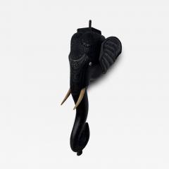 Dark Wood Carved Elephant with Tusk Sculpture 2 available  - 4401395