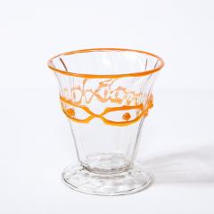 Daum Nancy Art Deco Translucent Glass Vase w Tangerine Accents in Relief Signed Daum Nancy - 2092616