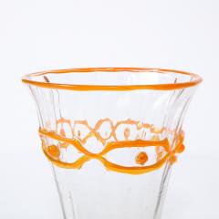 Daum Nancy Art Deco Translucent Glass Vase w Tangerine Accents in Relief Signed Daum Nancy - 2092619
