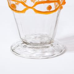 Daum Nancy Art Deco Translucent Glass Vase w Tangerine Accents in Relief Signed Daum Nancy - 2092621