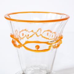 Daum Nancy Art Deco Translucent Glass Vase w Tangerine Accents in Relief Signed Daum Nancy - 2092622