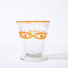 Daum Nancy Art Deco Translucent Glass Vase w Tangerine Accents in Relief Signed Daum Nancy - 2092634