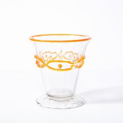 Daum Nancy Art Deco Translucent Glass Vase w Tangerine Accents in Relief Signed Daum Nancy - 2092635