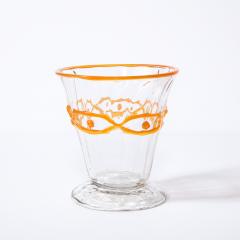Daum Nancy Art Deco Translucent Glass Vase w Tangerine Accents in Relief Signed Daum Nancy - 2092640