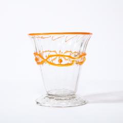 Daum Nancy Art Deco Translucent Glass Vase w Tangerine Accents in Relief Signed Daum Nancy - 2092643