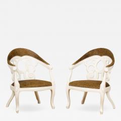 David Barrett A pair of white lacquered armchairs designed by D Barrett circa 1970 - 1845544