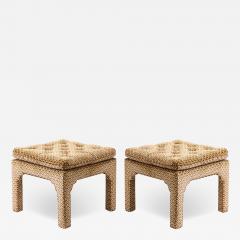 David Hicks David Hicks Style Pair of Chic Upholstered Benches Ottomans 1970s - 3334203