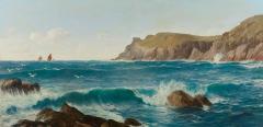 David James Large seascape painting of Mill Bay Cornwall by David James - 2858952