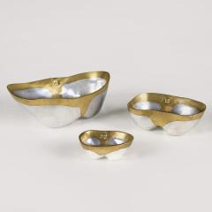 David Marshall 1970s vintage brutalist aluminium and brass set of bowls by David Marshall - 4523278