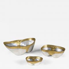 David Marshall 1970s vintage brutalist aluminium and brass set of bowls by David Marshall - 4523608