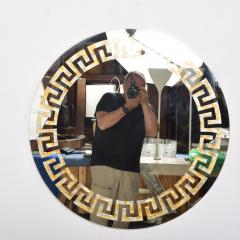 David Marshall David Marshall Round Wall Mirror in Eglomized Greek Key Motiff SPAIN Modern 70s - 1243678