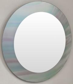 David Marshall David Marshall Signed Modern Stained Glass Pastel Color Round Frame Mirror - 3852615
