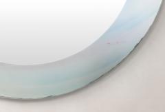 David Marshall David Marshall Signed Modern Stained Glass Pastel Color Round Frame Mirror - 3852616