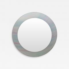 David Marshall David Marshall Signed Modern Stained Glass Pastel Color Round Frame Mirror - 3855443