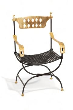 David Marshall Pair of Bronze and Iron X Scissor Armchairs by David Marshall - 4390776