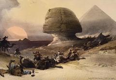 David Roberts Approach of the Simoon Desert of Gizeh 19th C Hand colored Roberts Lithograph - 3029265