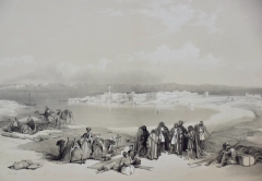 David Roberts David Roberts 19th Century Duo tone Lithograph Suez General View  - 2696165