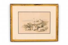 David Roberts English Georgian Painting of a Group of People Near Pillars - 4517240