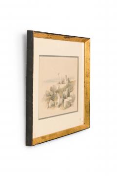 David Roberts English Georgian Painting of a Group of People Near Pillars - 4517241