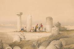 David Roberts English Georgian Painting of a Group of People Near Pillars - 4517243