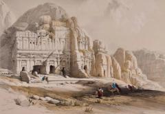David Roberts Petra The Upper or Eastern Valley 19th C Hand colored Roberts Lithograph - 3029258
