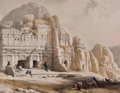 David Roberts Petra The Upper or Eastern Valley 19th C Hand colored Roberts Lithograph - 3029268