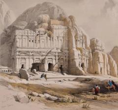 David Roberts Petra The Upper or Eastern Valley 19th C Hand colored Roberts Lithograph - 3029271