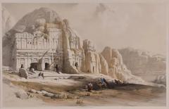 David Roberts Petra The Upper or Eastern Valley 19th C Hand colored Roberts Lithograph - 3030342