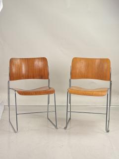 David Rowland Pair of Original Chrome and Plywood 40 4 Stackable Chairs by David Rowland - 4484306
