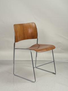 David Rowland Pair of Original Chrome and Plywood 40 4 Stackable Chairs by David Rowland - 4484314