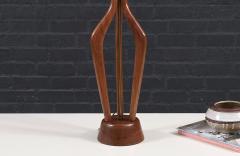 David Shreve Sculpted Walnut Brass Table Lamp for V H Woolums - 4696701
