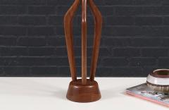 David Shreve Sculpted Walnut Brass Table Lamp for V H Woolums - 4696702