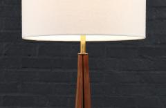David Shreve Sculpted Walnut Brass Table Lamp for V H Woolums - 4696704