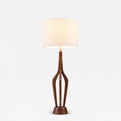 David Shreve Sculpted Walnut Brass Table Lamp for V H Woolums - 4697387