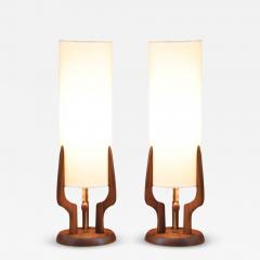 David Shreve Sculpted Walnut Table Lamps for V H Woolums - 3704726