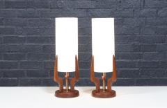 David Shreve Walnut Sculpted Table Lamps for V H Woolums - 4348341