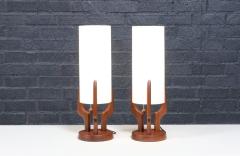 David Shreve Walnut Sculpted Table Lamps for V H Woolums - 4348342
