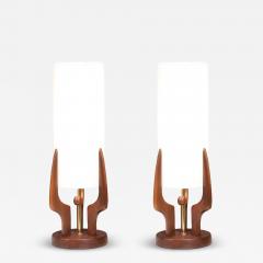 David Shreve Walnut Sculpted Table Lamps for V H Woolums - 4351108
