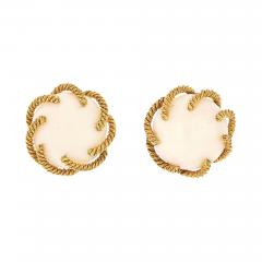 David Webb 18K YELLOW GOLD 1970S ANGEL SKIN CORAL TWISTED ROPE ROUND BUTTON EARRINGS - 2261059