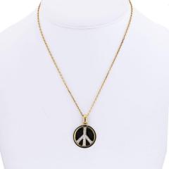 David Webb 18K YELLOW GOLD PEACE BLACK ENAMEL AND DIAMONDS ROUND PENDANT NECKLACE - 2281897