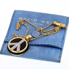 David Webb 18K YELLOW GOLD PEACE BLACK ENAMEL AND DIAMONDS ROUND PENDANT NECKLACE - 2281930