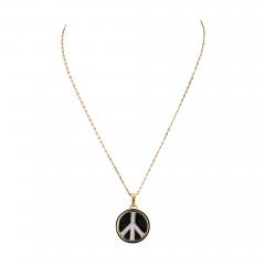 David Webb 18K YELLOW GOLD PEACE BLACK ENAMEL AND DIAMONDS ROUND PENDANT NECKLACE - 2283715