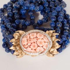 David Webb 18k Platinum Torsade Bracelet w Carved Lapis Coral Diamonds by David Webb - 1612749