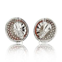 David Webb DAVID WEBB 18K WHITE GOLD 12 50CTTW ROUND BUTTON CORAL AND DAIMOND CLIP EARRINGS - 3493001