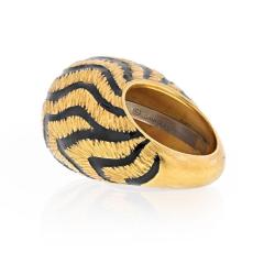 David Webb DAVID WEBB 18K YELLOW GOLD 1970S TIGER STRIPE BLACK ENAMEL DOME RING - 2294092
