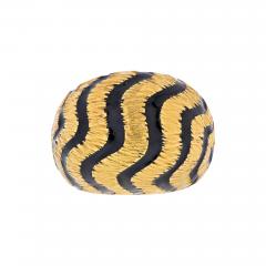 David Webb DAVID WEBB 18K YELLOW GOLD 1970S TIGER STRIPE BLACK ENAMEL DOME RING - 2294894
