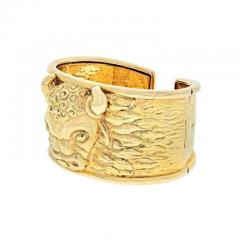 David Webb DAVID WEBB 18K YELLOW GOLD 1979 TAURUS BULL HINGED WIDE CUFF BRACELET - 2483880